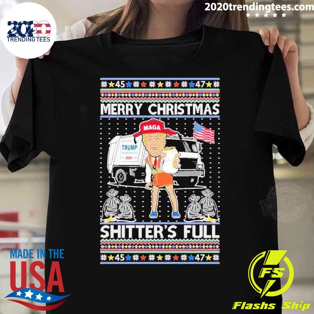 Nice Trump 45 47 Merry Christmas Shitter’s Full T-Shirt