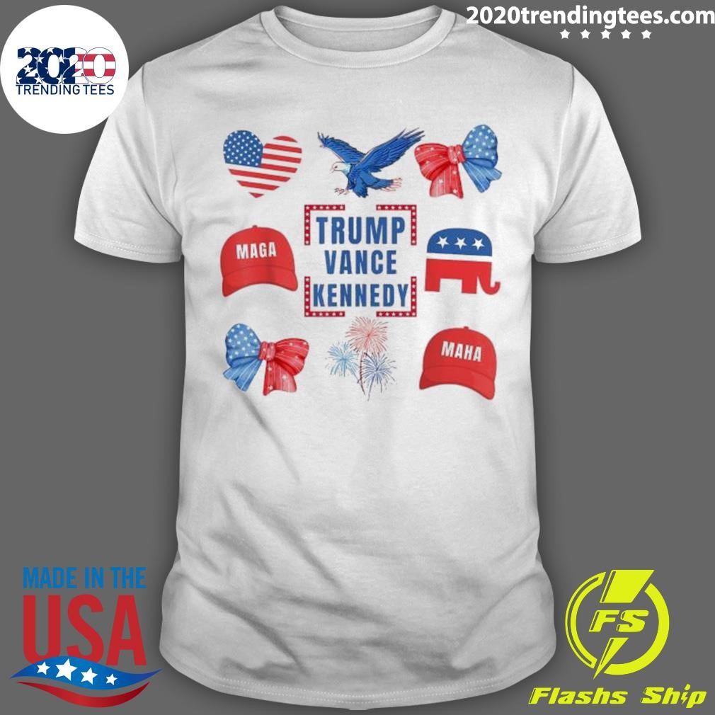 Nice Trump Vance Kennedy Coquette Bow Hat Cap Heart Eagle Vote Maga President 2024 T-shirt