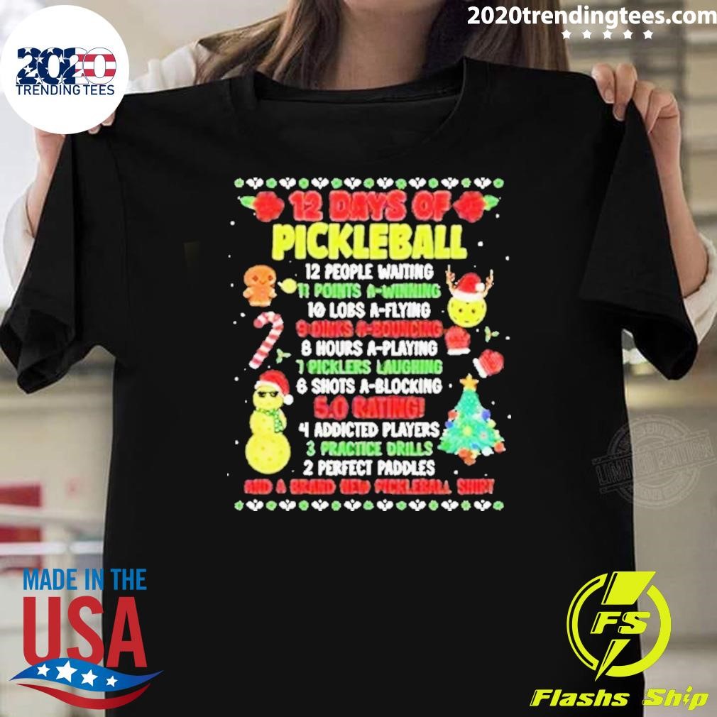 Official Christmas 12 Days Of Pickleball T-T-Shirt