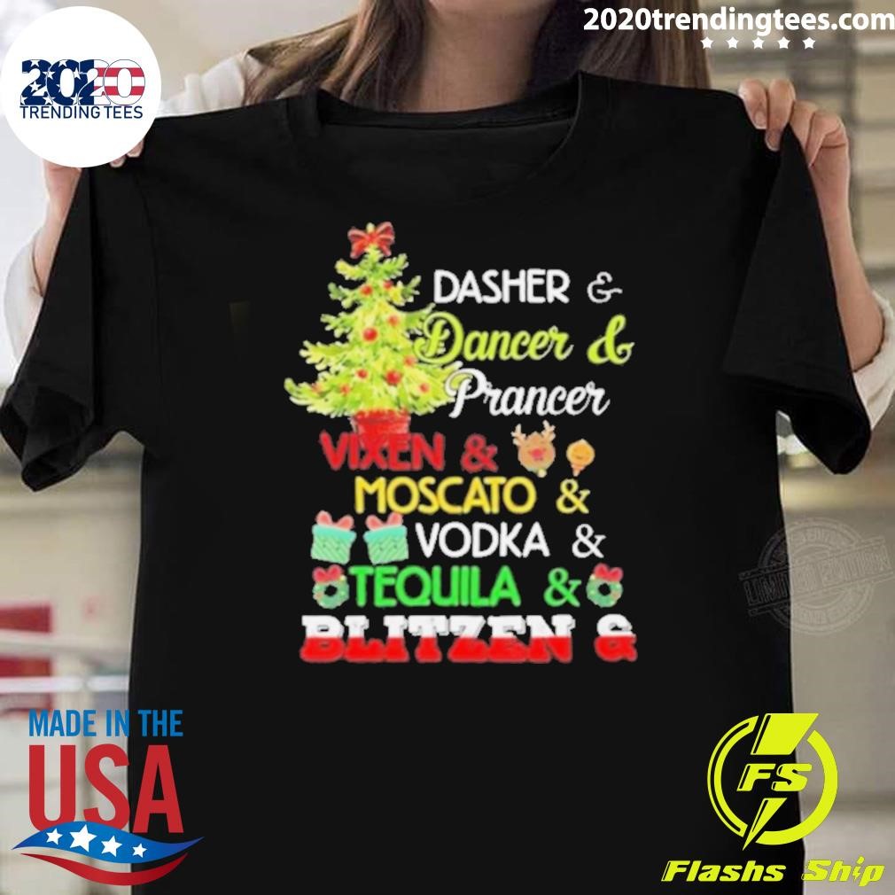 Official Christmas Dasher Dancer Prancer Vixen Moscato Vodka Tequila Blitzen 2024 T-shirt