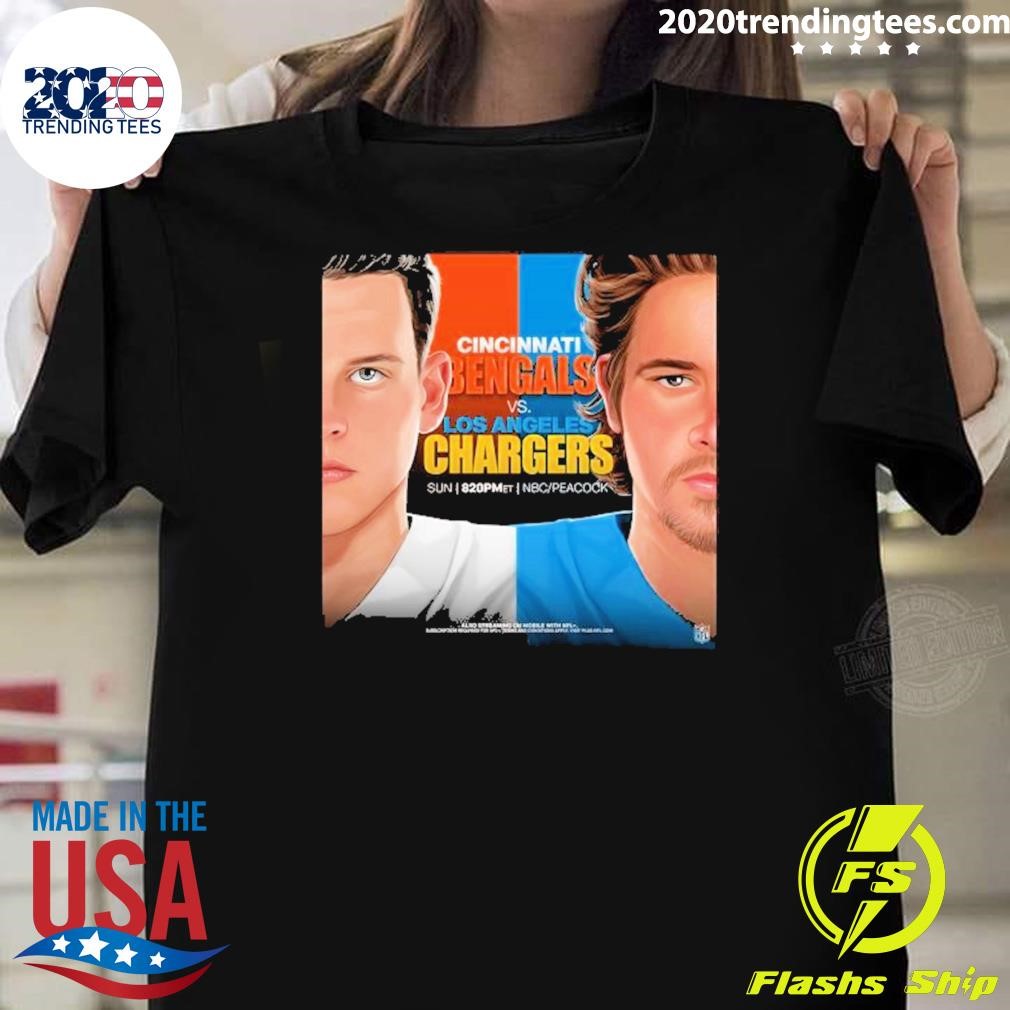 Official Cincinnati Bengals Vs Los Angeles Chargers Sun 820pmet Nbc Peacock T-shirt