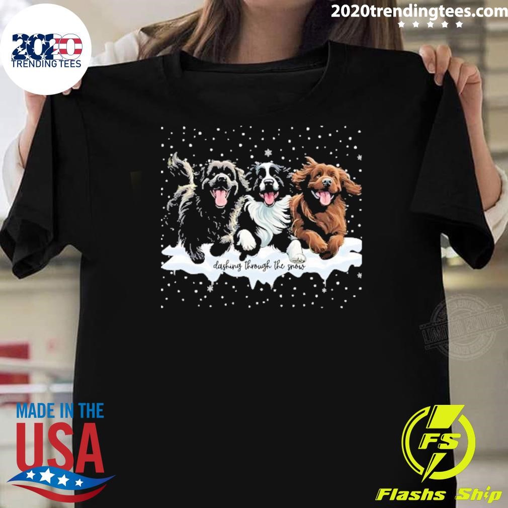 Official Dashing Through The Snow Newfoundland Dogs Christmas 2024 T-shirt