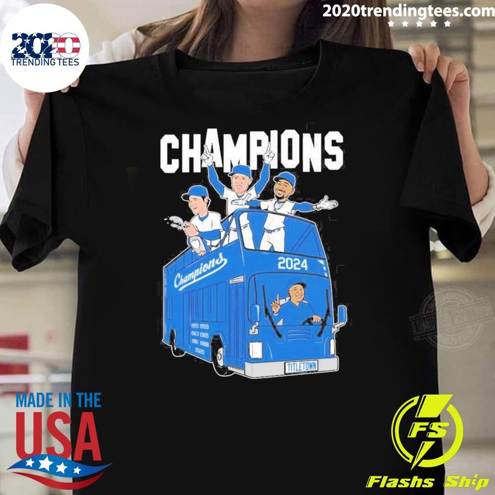 Official Dodgers 2024 Champions Bus T-shirt