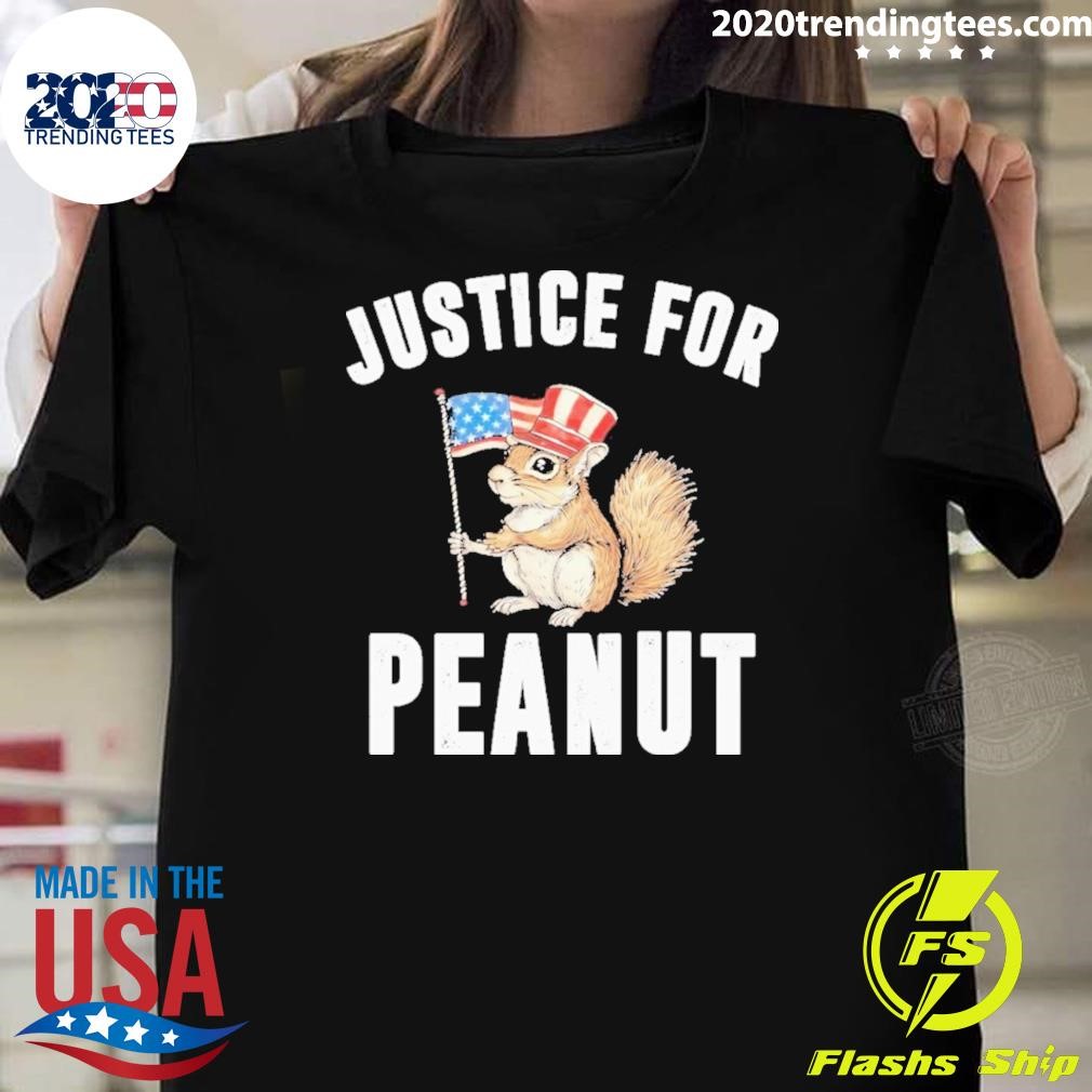 Official Justice For Peanut The Squirrel Holding the American Flag 2024 T-shirt