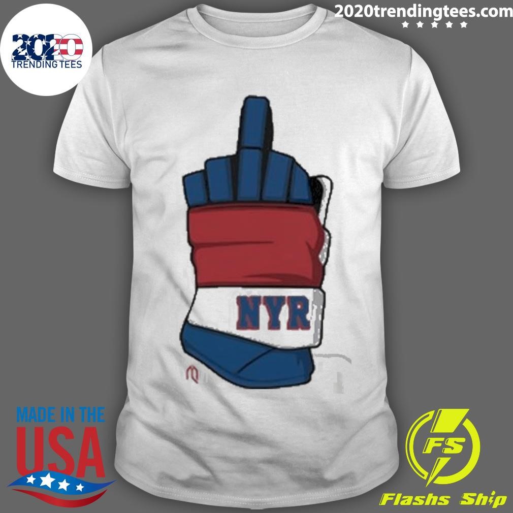 Official Nyr Middle Finger Hockey Glove T-shirt