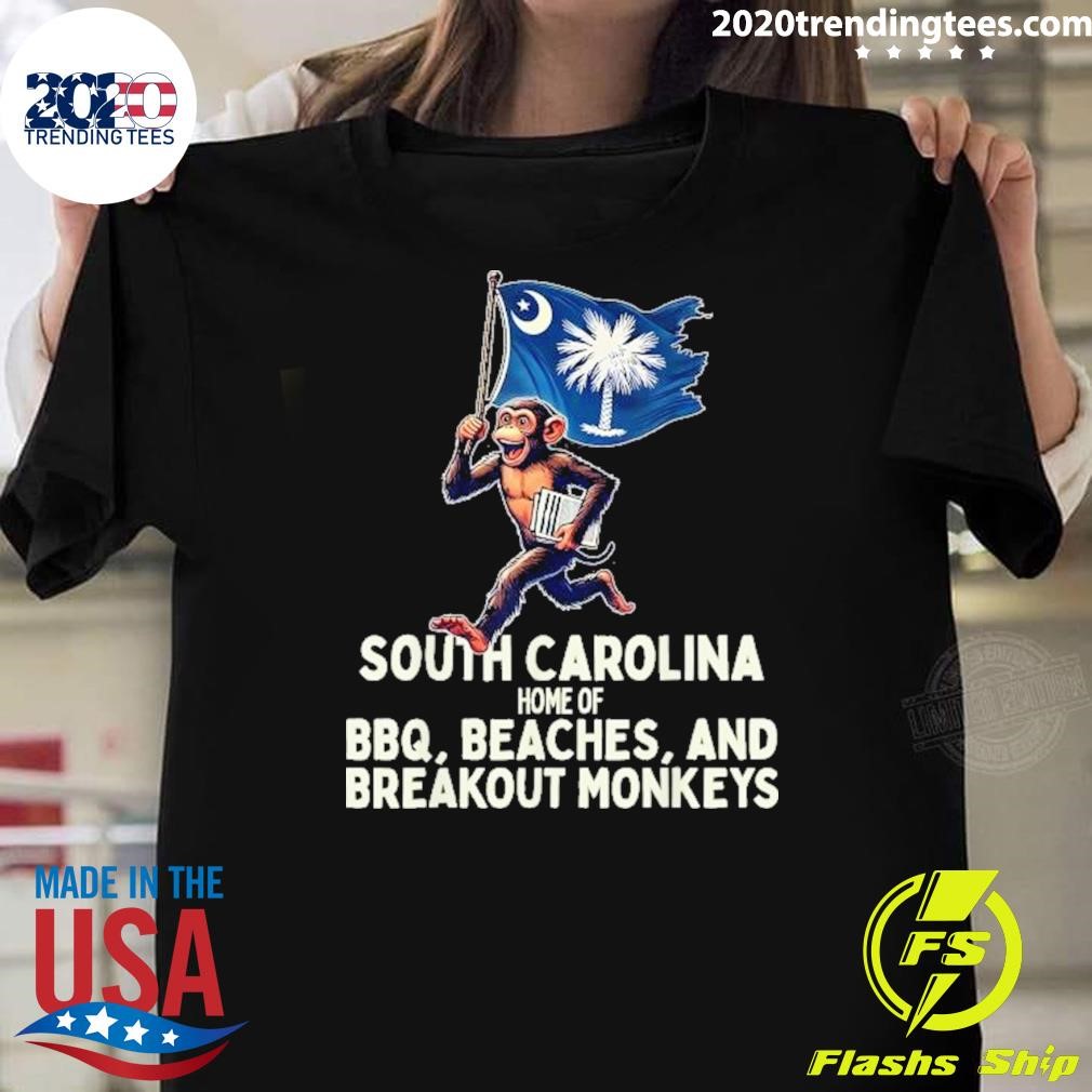 Official South Carolina Home Of Bbq Beaches And Breakout Monkeys T-shirt