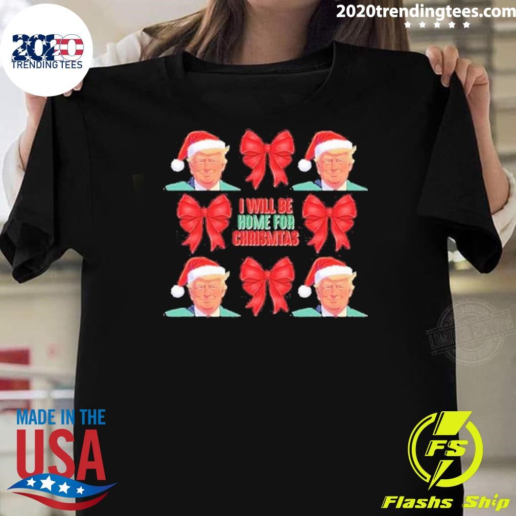 Official Trump Be Home For Christmas Coquette Bows T-shirt