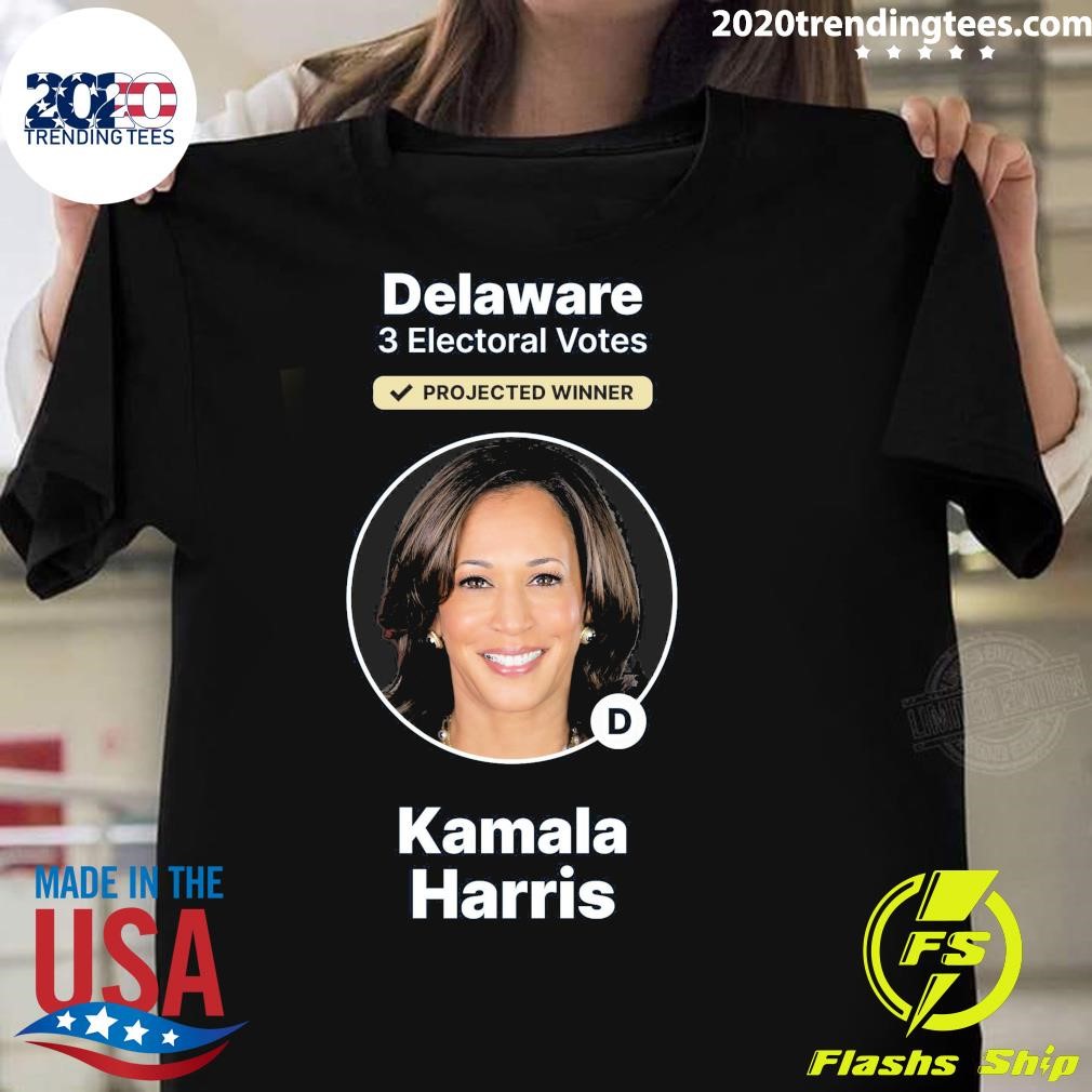 Original Delaware 3 Electoral Votes Projected Winner D Kamala Harris T-shirt