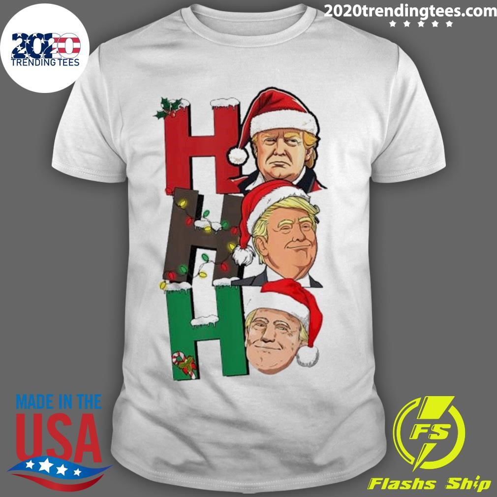 Original Merry Christmas Ho Ho Ho Trump Santa Light Christmas 2024 T-Shirt