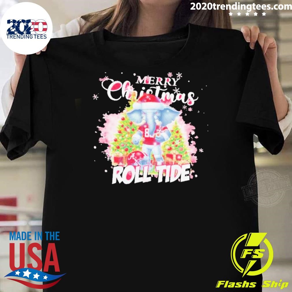 Original Merry Christmas Roll Alabama Crimson Tide Mascot 2024 T-shirt