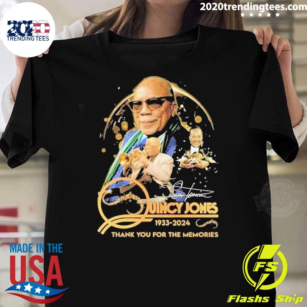 Original Quincy Jones 1933-2024 Thank You For The Memories Signature T-shirt