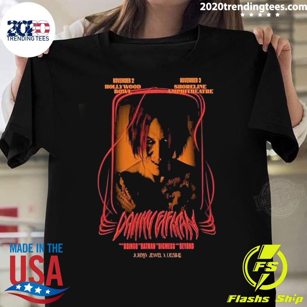 Premium Danny Elfman Nov 03 2024 Shoreline Amphitheatre Ca Mountain View, California Tour T-shirt