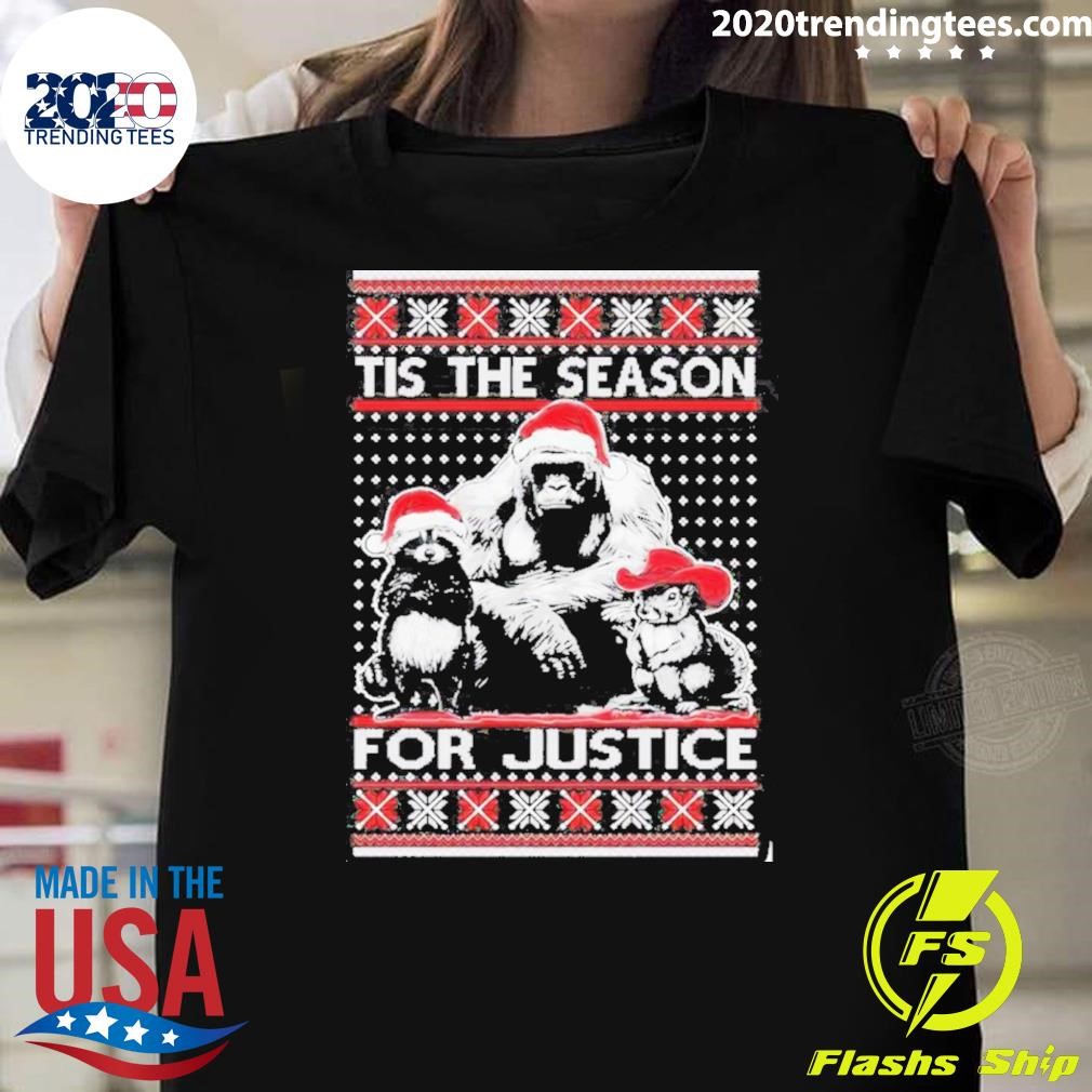 Premium Harambe Peanut Fred Tis The Season For Justice Ugly Christmas T-Shirt