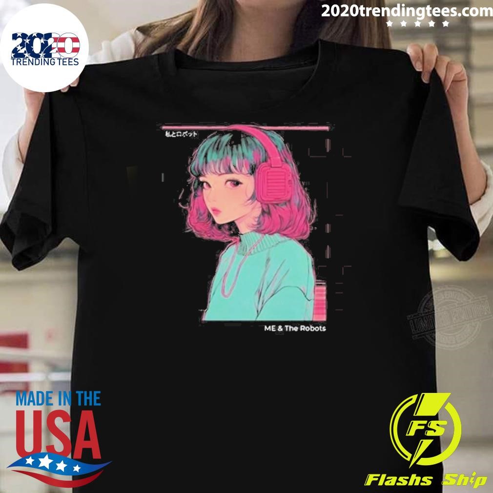 Premium Me & The Robots Neon Retro Anime T-Shirt