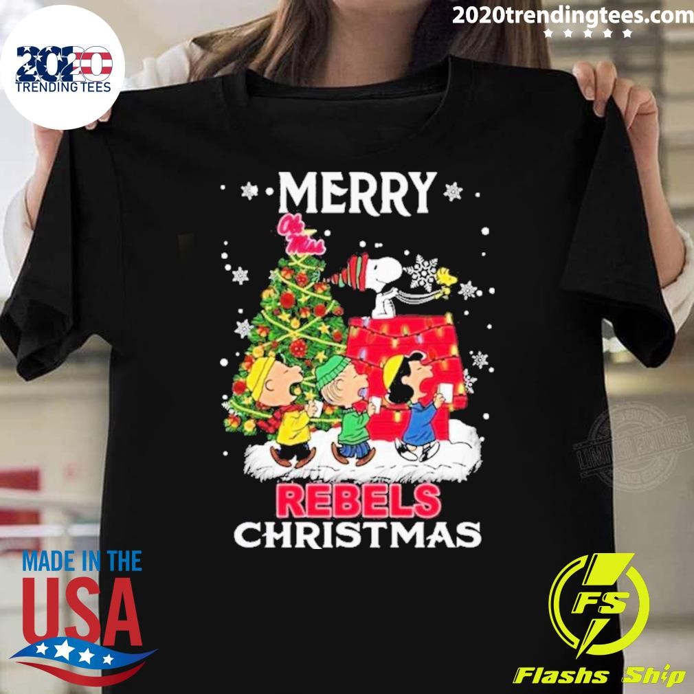 Premium Snoopy And Friends Merry Christmas Ole Miss Rebels 2024 T-shirt