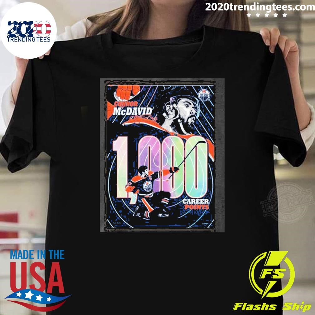 Top Connor Mcdavid Edmonton 1,000 Career Points Milestone T-shirt