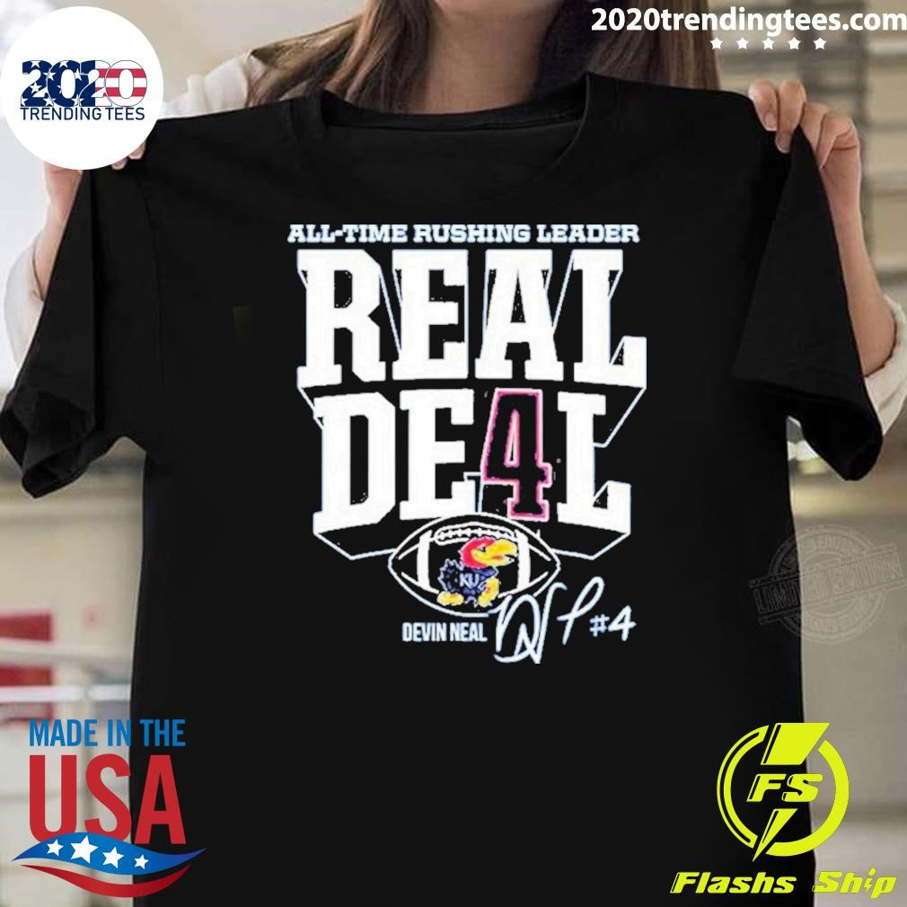 Top Devin Neal Jayhawks All-Time Rushing Leader Real Deal T-Shirt