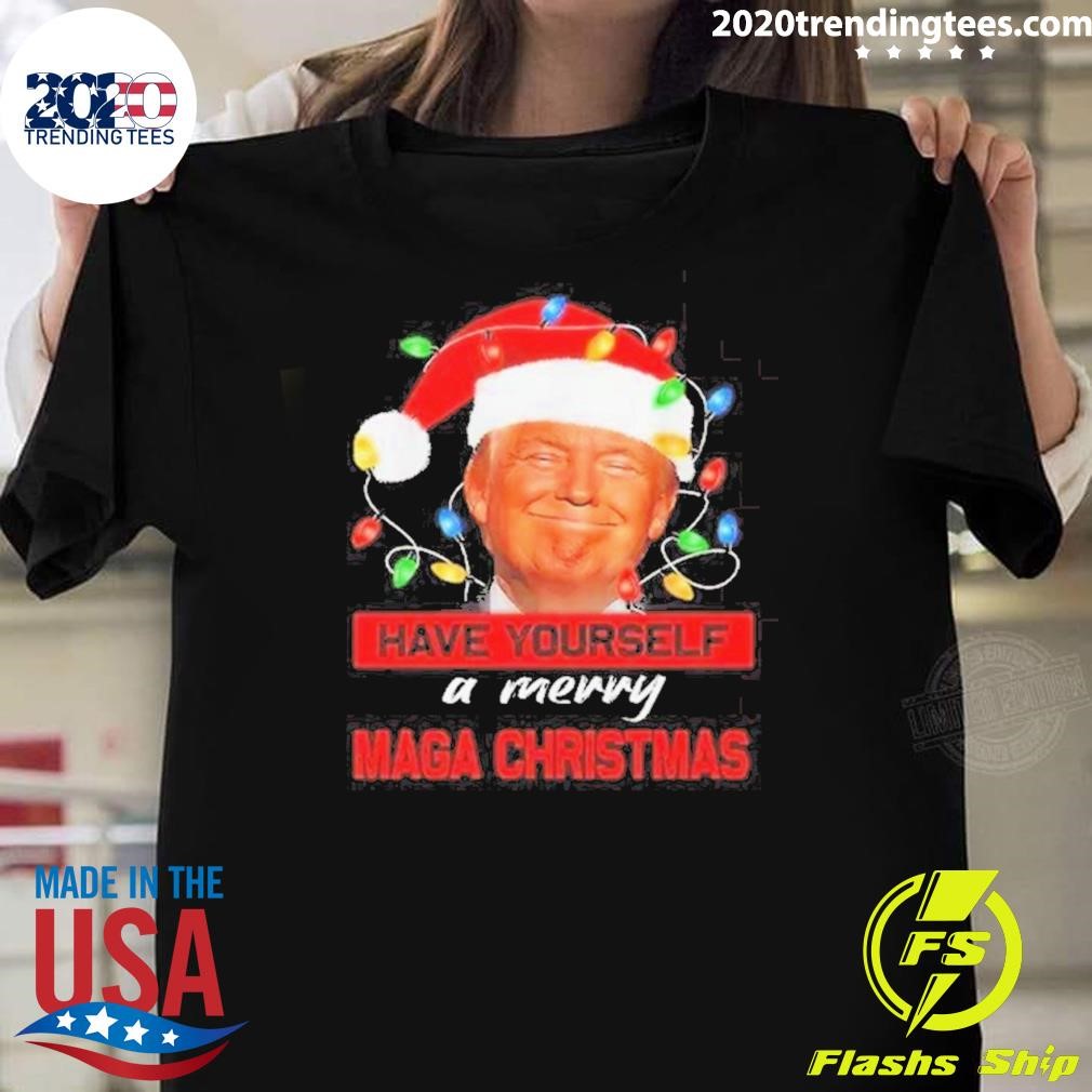 Top Funny Santa Trump Have Yourself A Merry Maga Christmas T-Shirt