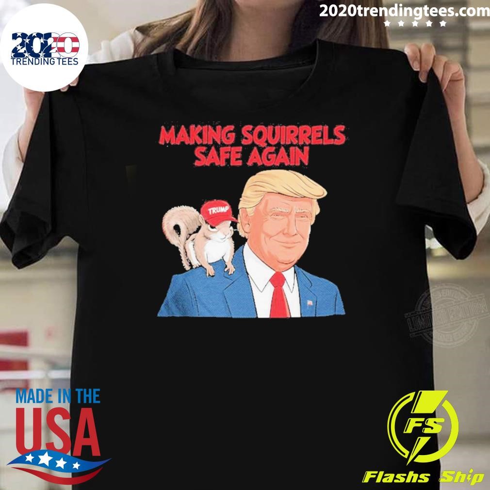 Top Make Squirrels Safe Again Trump American Flag 2024 T-shirt