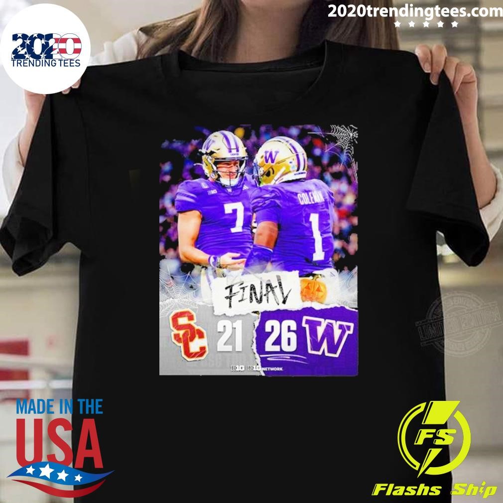 Top Washington Huskies 26-21 Win Usc Football 2024 Game Final Score T-shirt