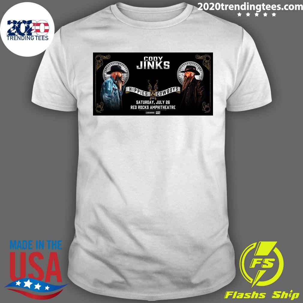 Awesome Cody Jinks Hippies Cowboys Saturday, July 26 Red Rocks Amphitheatre T-shirt