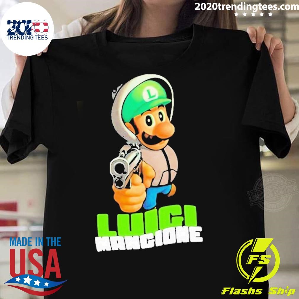 Awesome Free Luigi Mangione Super Mario Gun T-shirt