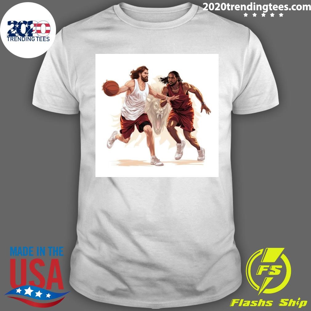 Awesome Heavenly Hoops Jesus vs Satan in an Epic Basketball Showdown T-shirt