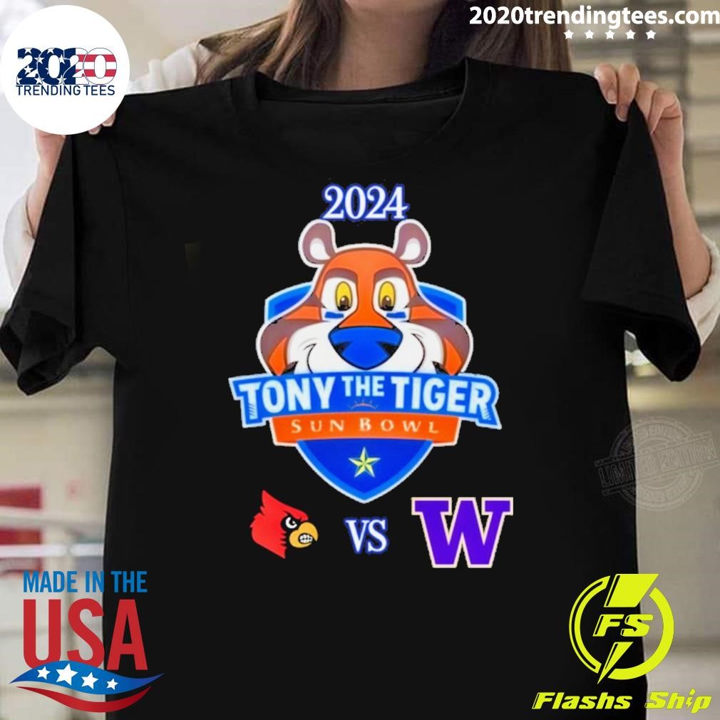 Awesome Louisville Cardinals Vs Washington Huskies 2024 Tony The Tiger Sun Bowl T-shirt