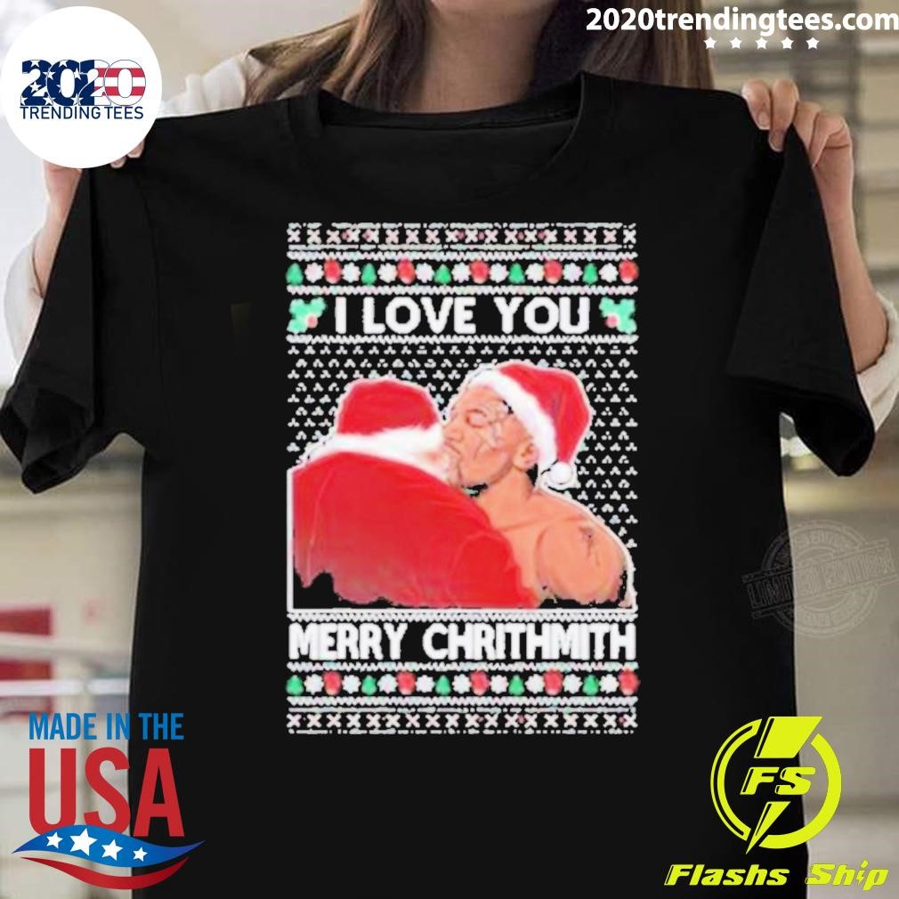 Awesome Mike Tyson Kiss Santa I Love You Merry Chrithmith 2024 T-shirt