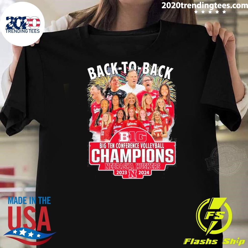 Awesome Nebraska Huskers Back To Back Big Ten Conference Volleyball Champions 2024 T-shirt