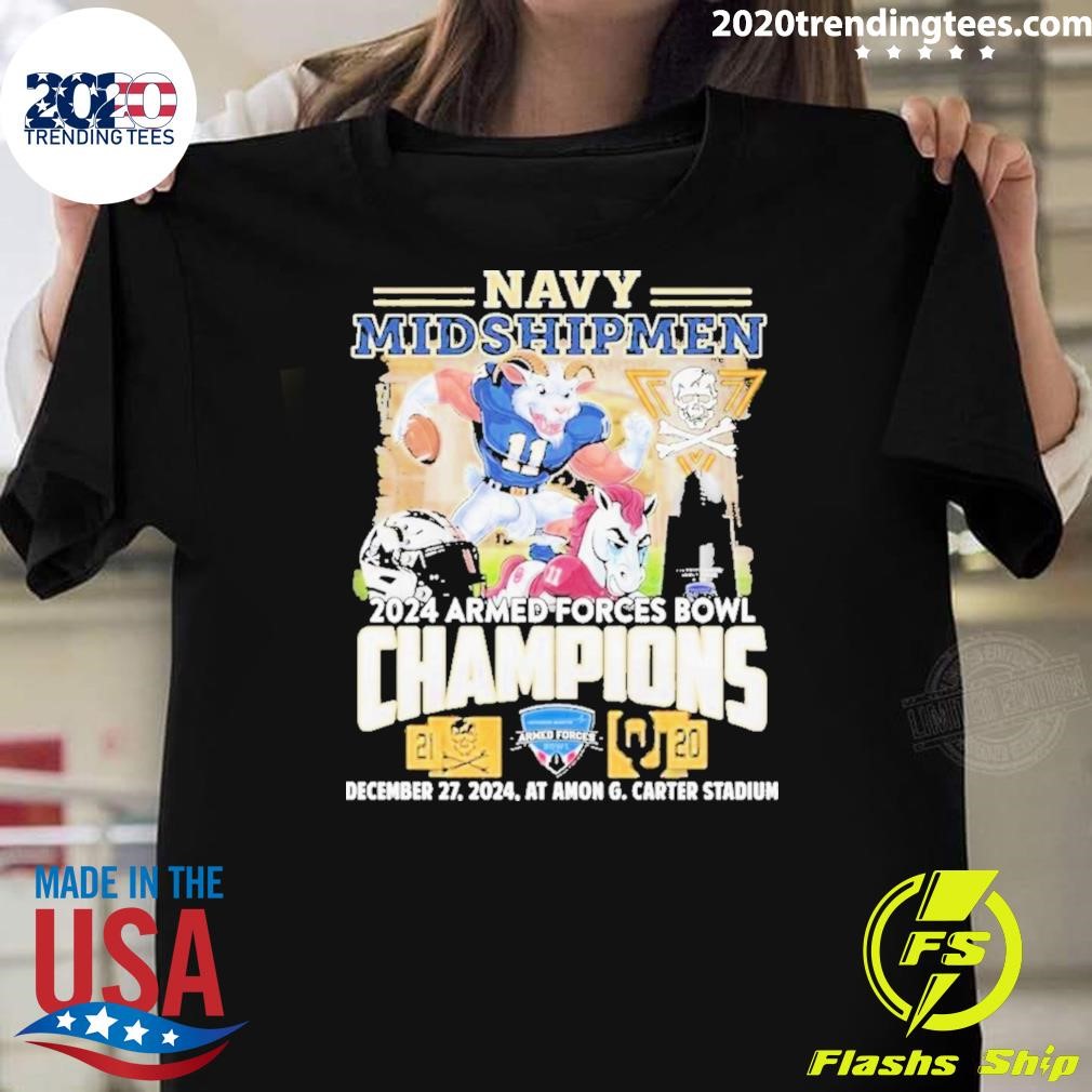 Best Navy Shipmen 2024 Armed Force Bowl Champion Celebrating 21-20 T-shirt