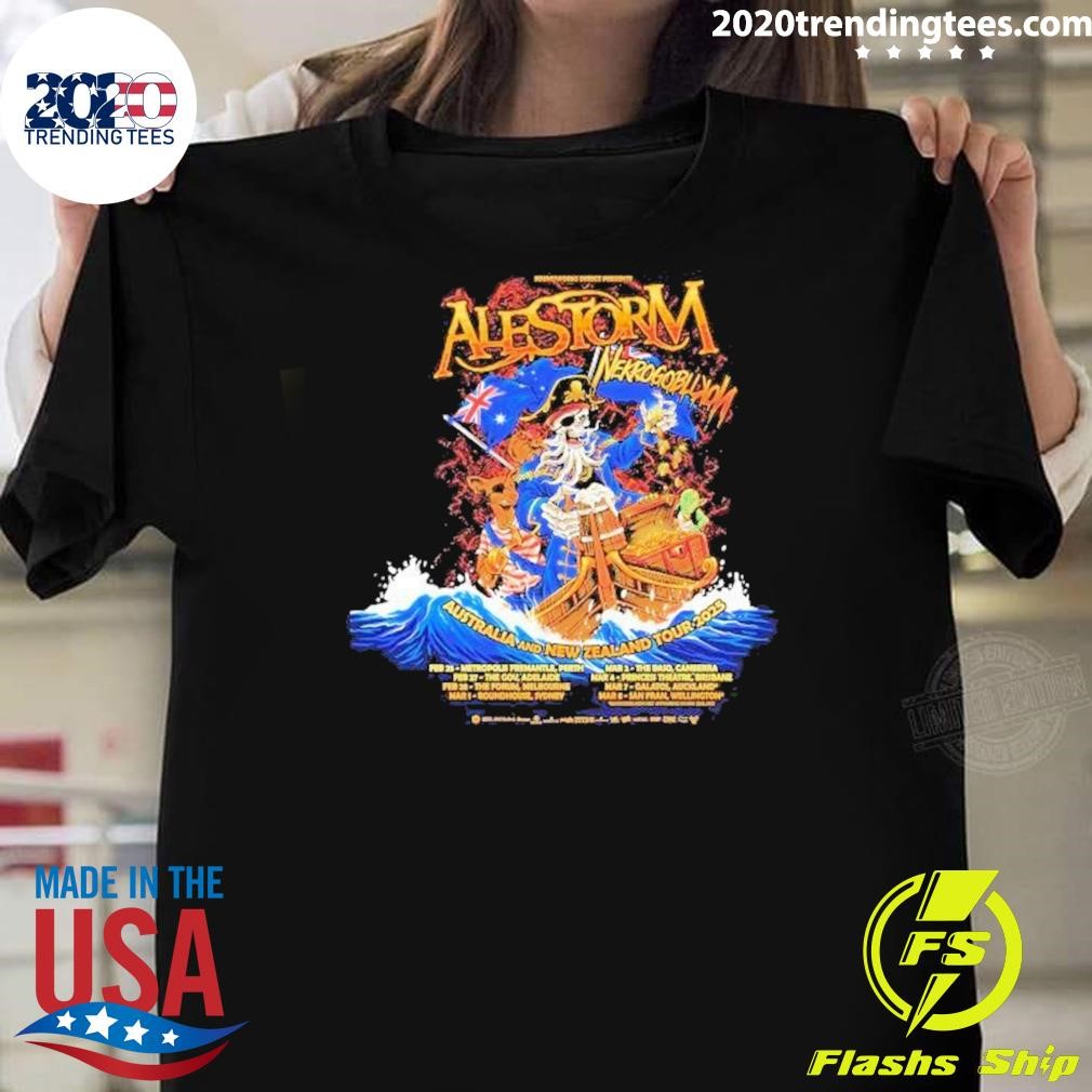 Funny Alestorm & Nekrogoblikon Australia And New Zealand Tour 2025 T-shirt