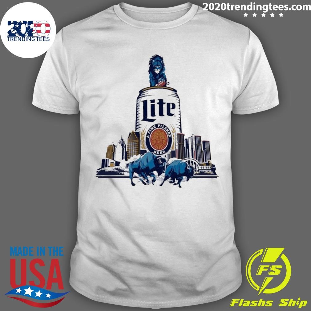 Funny Detroit Lions Lite A Fine Pilsner Beer Game Day T-Shirt