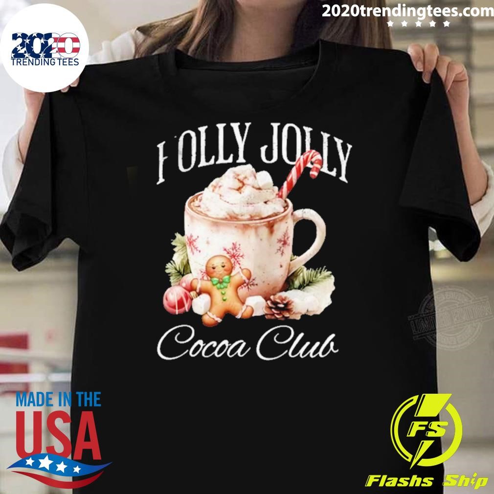 Funny Holly Jolly Cocoa Club Christmas 2024 T-shirt