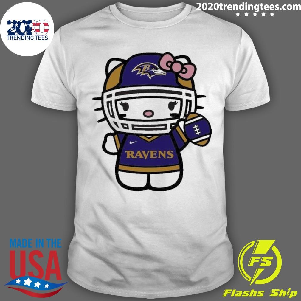 Nice Baltimore Ravens Hello Kitty Cute Celebrating T-Shirt