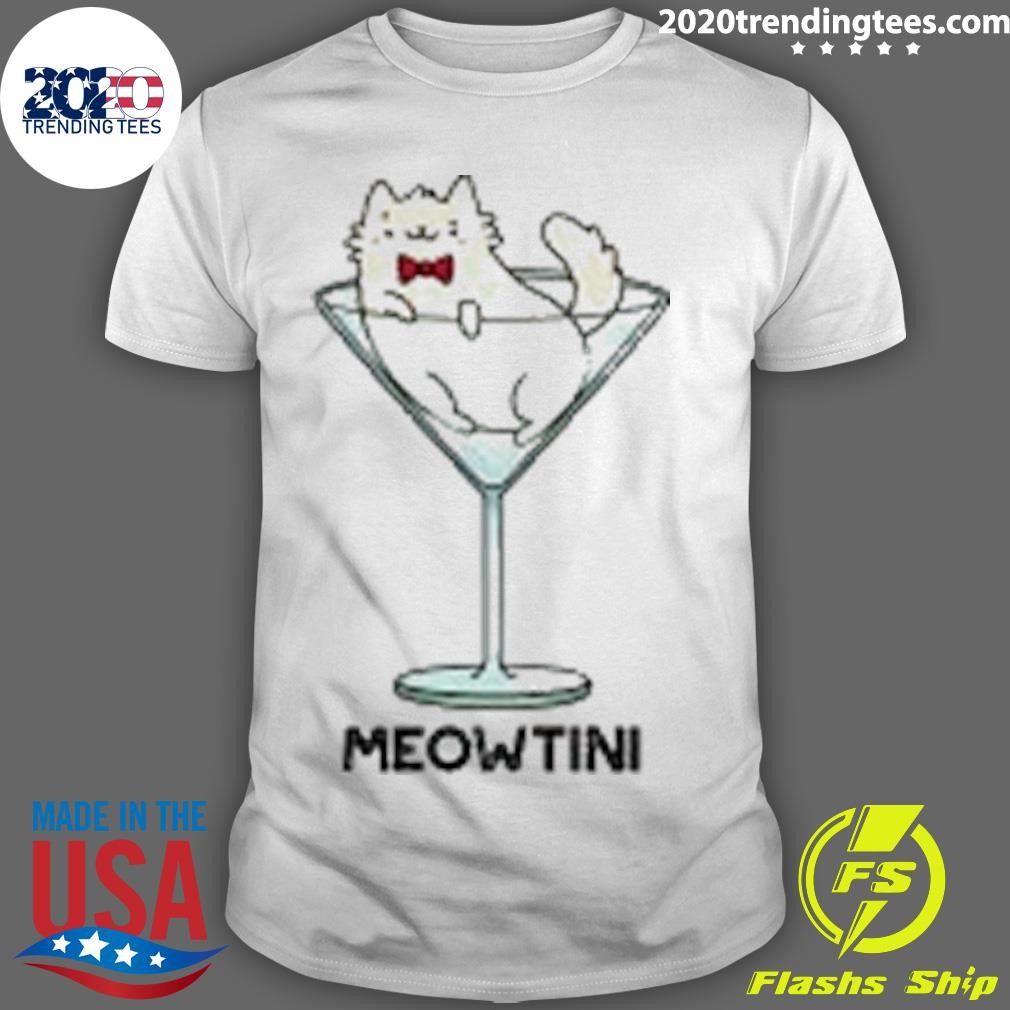 Nice Meowtini Funny Martini Pun Pin T-shirt