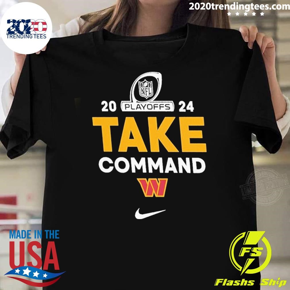 Nice Nike Take Command Washington Commanders 2024 Nfl Playoffs Logo T-shirt