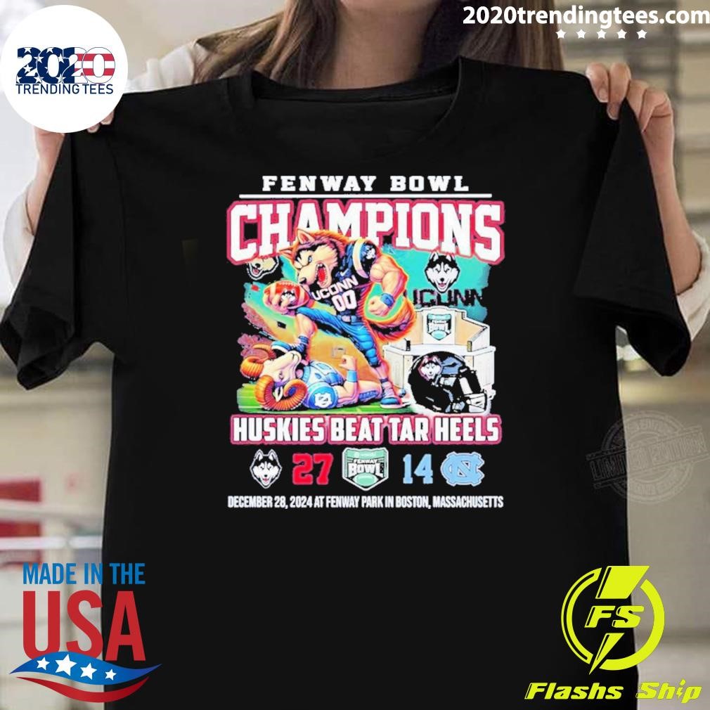 Nice Uconn Huskies Beat Tar Heels Fenway Bowl 2024 Champions Mascot T-shirt