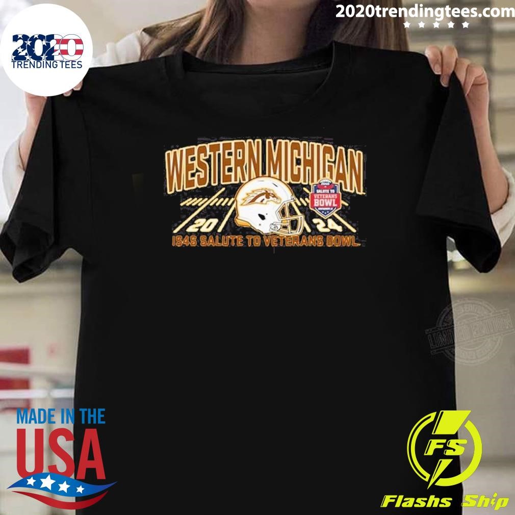 Nice Western Michigan Broncos 2024 Salute to Veterans Bowl Bound Helmet T-shirt