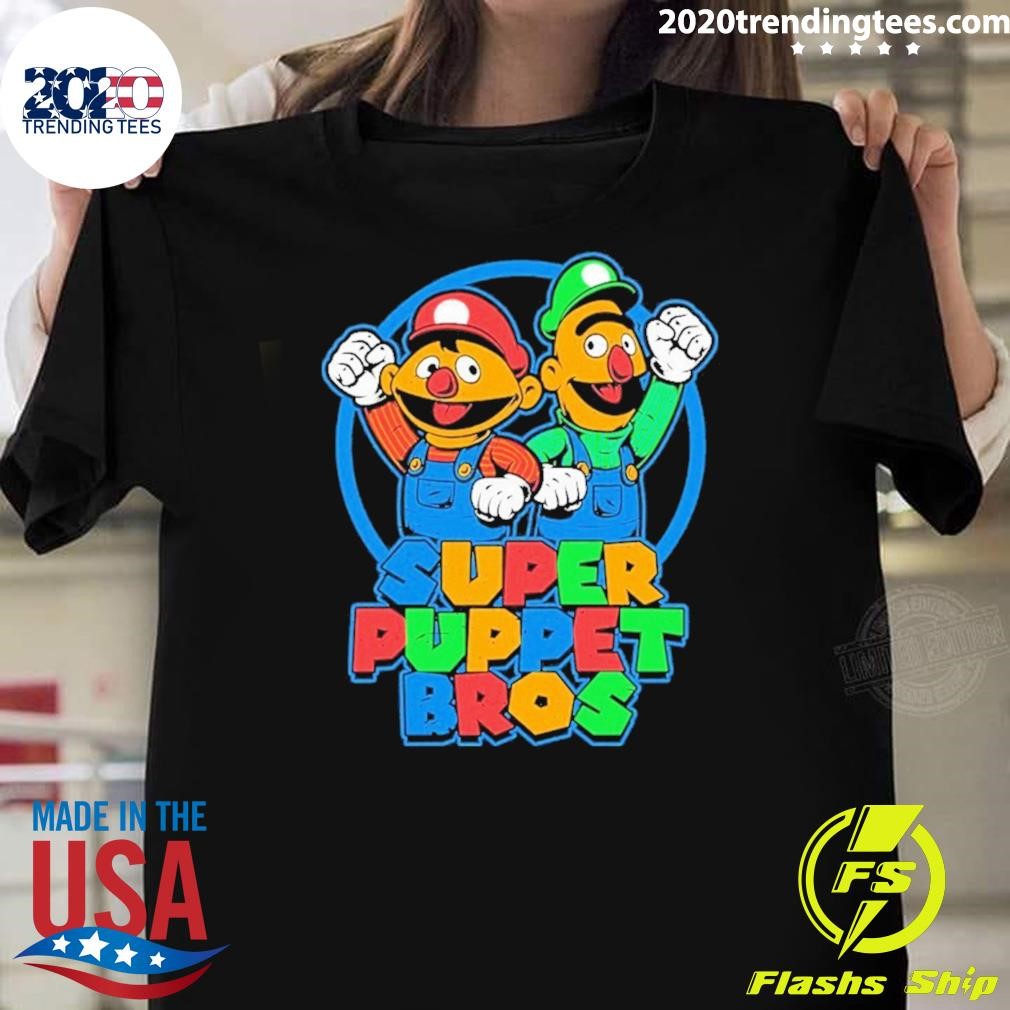 Official Teefury Super Puppet Bros Game T-shirt