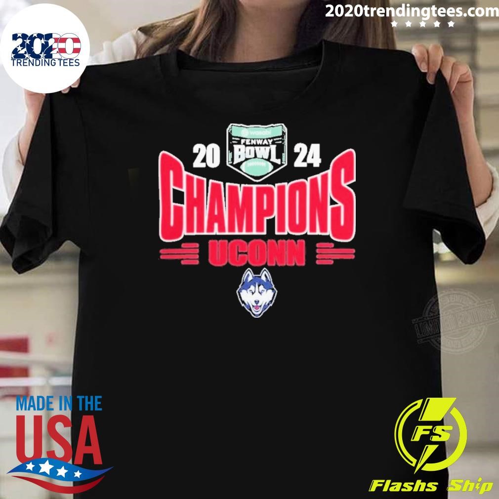 Original Uconn Huskies 2024 Wasabi Fenway Bowl Champs Logo T-shirt