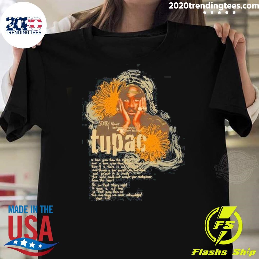 Premium 2Pac Tupac Sunflowers Brown Tee T-shirt