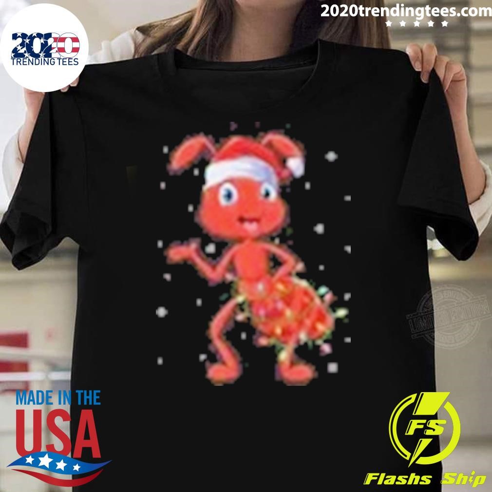 Premium Ant Insects Xmas Lighting Matching Santa Hat And Christmas T-shirt