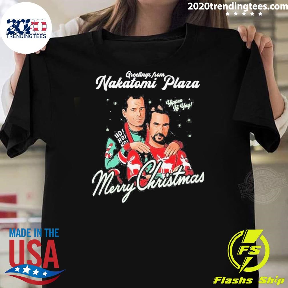 Premium Greetings From Nakatomi Plaza Merry Christmas T-shirt