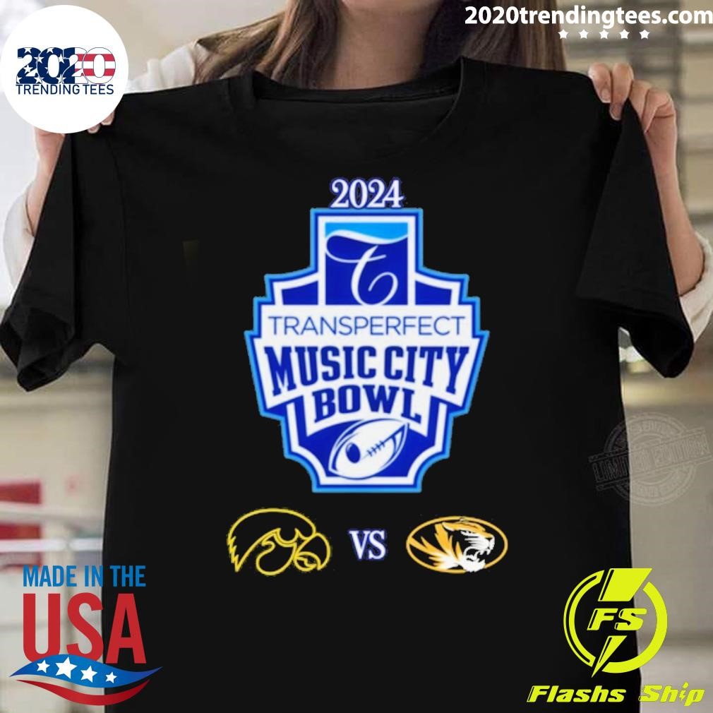 Premium Iowa vs. Missouri 2024 Transperfect Music City Bowl T-shirt