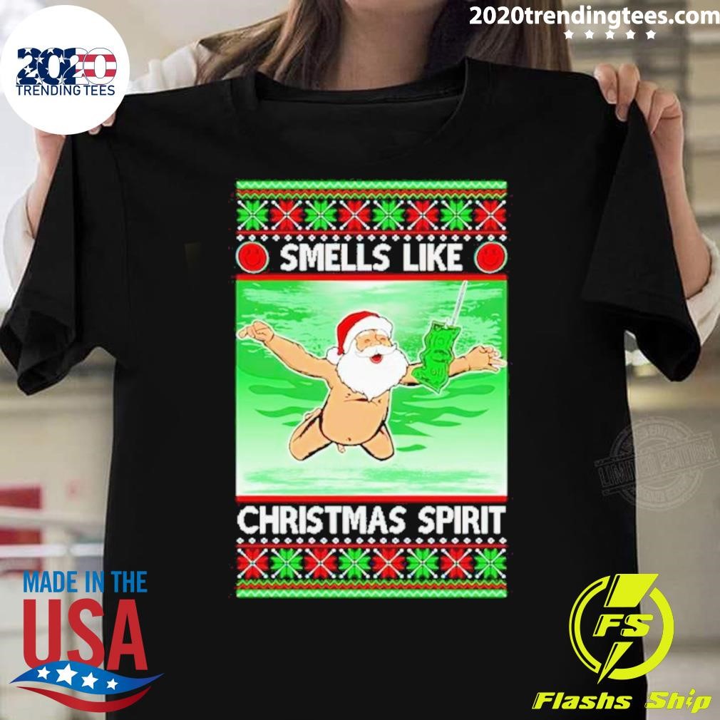 Premium Santa Claus Smells Like Christmas Spirit T-shirt