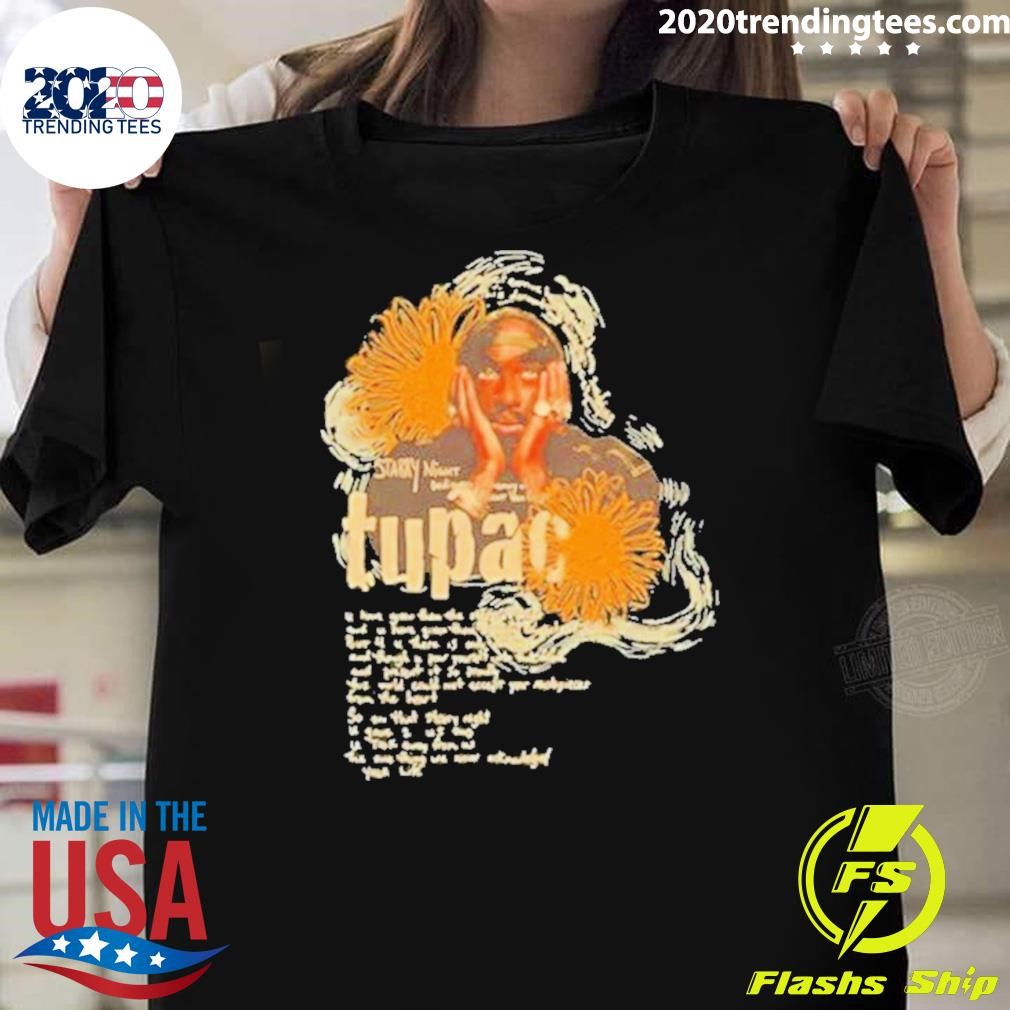 Premium Tupac Starry Night Suowers Brown T-shirt