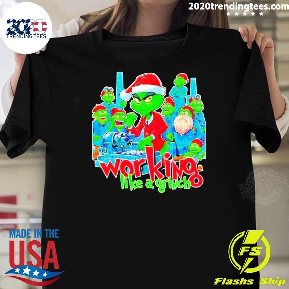 Premium Working like a Grinch Christmas Mechanic T-shirt