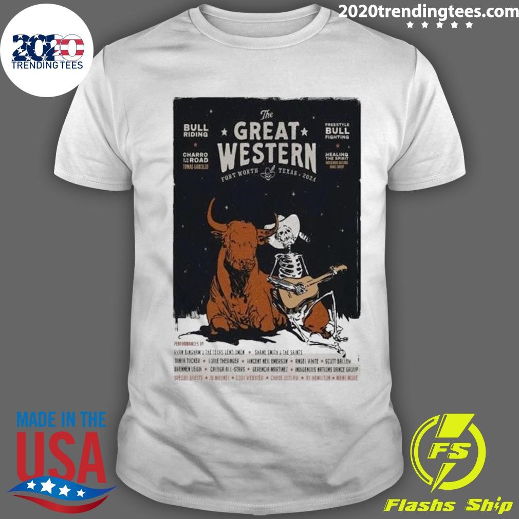 Top Cow and Skeleton The Great Western Ryan Bingham Tour Fort Worth, TX 2024 T-shirt