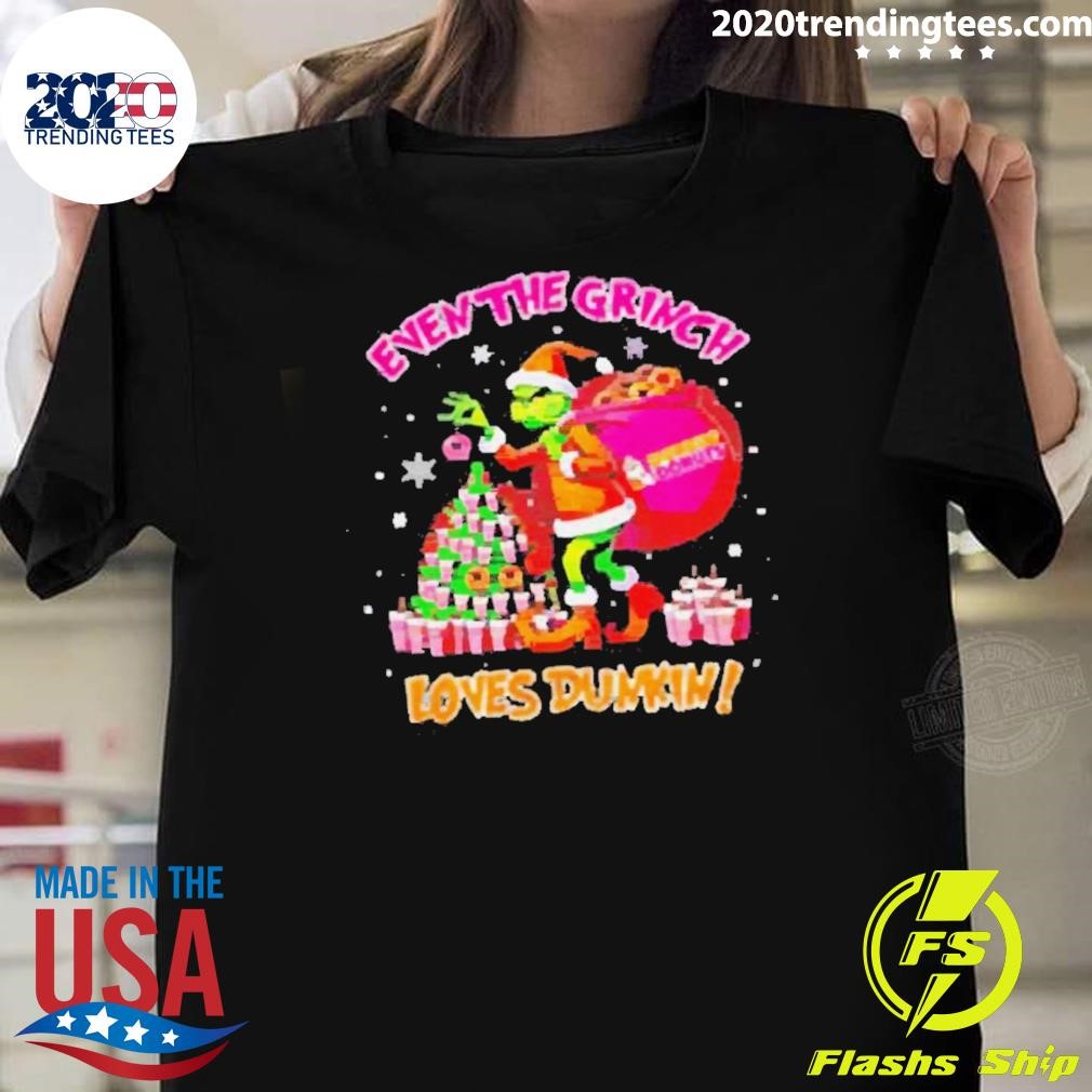 Top Top Grinch loves Dunkin’ Donuts Christmas 2024 T-shirt